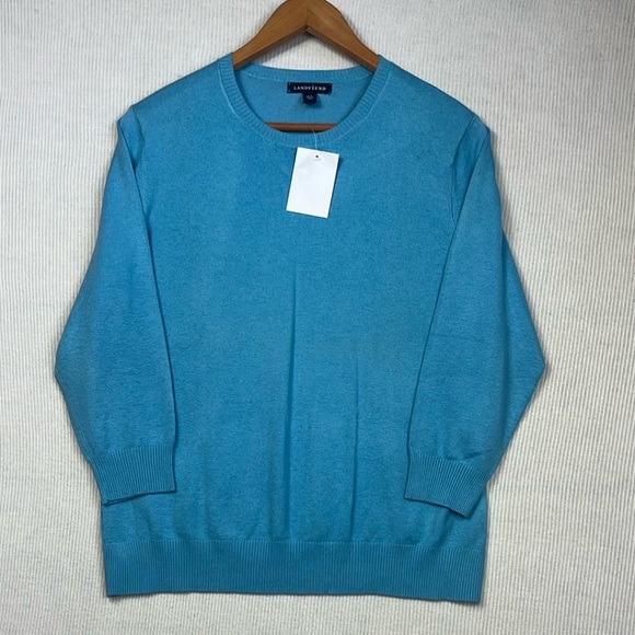 Lands’ End NWOT Silk Cashmere Blend Sweater Womens Size Large 14/16 Blue - Picture 1 of 9